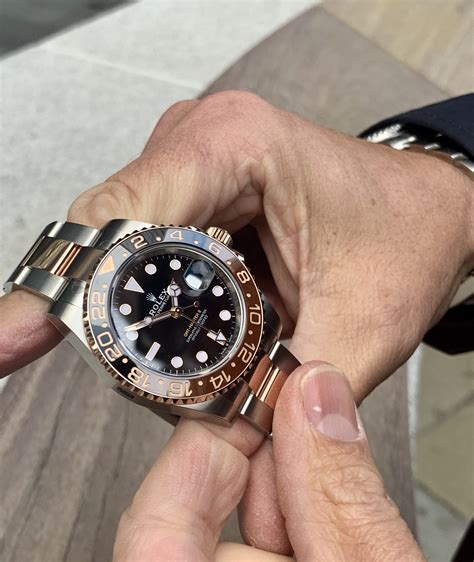 rolex gmt ii stainless steel abd rose gold